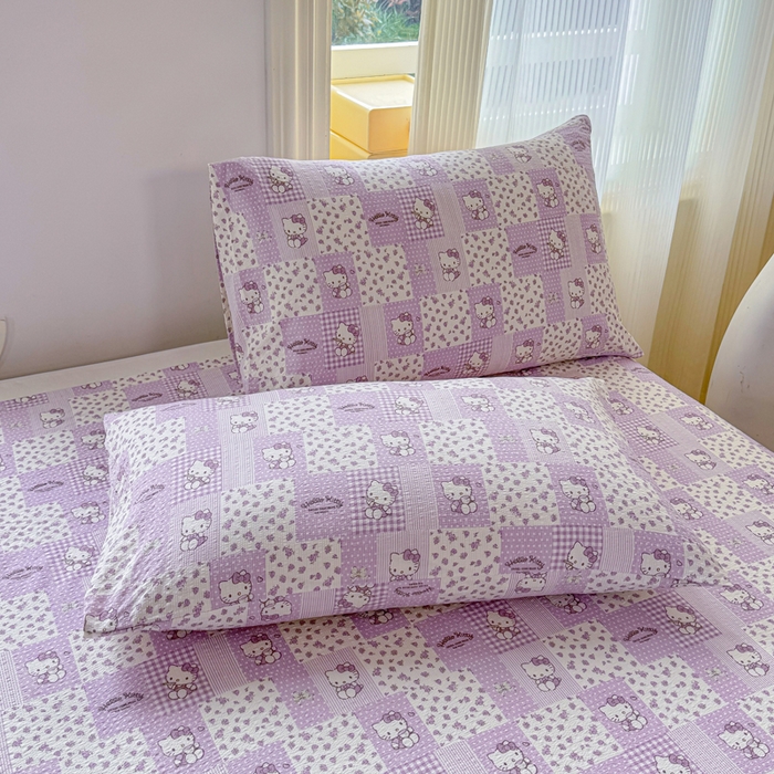 91家纺网 家纺一手货源 找家纺 梵朴 2026新款A类泡芙纱云感邹邹纱双层纱单床单 泡芙KT-紫