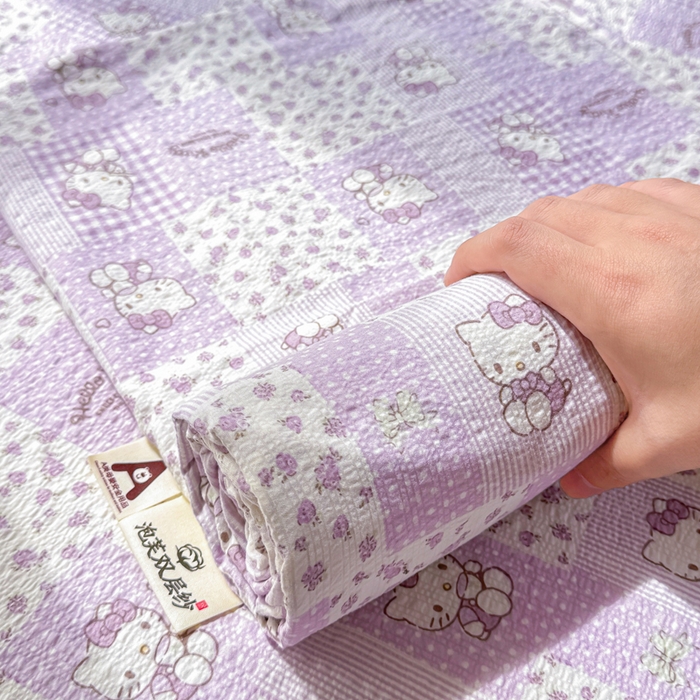 91家纺网 家纺一手货源 找家纺 梵朴 2026新款A类泡芙纱云感邹邹纱双层纱单床单 泡芙KT-紫
