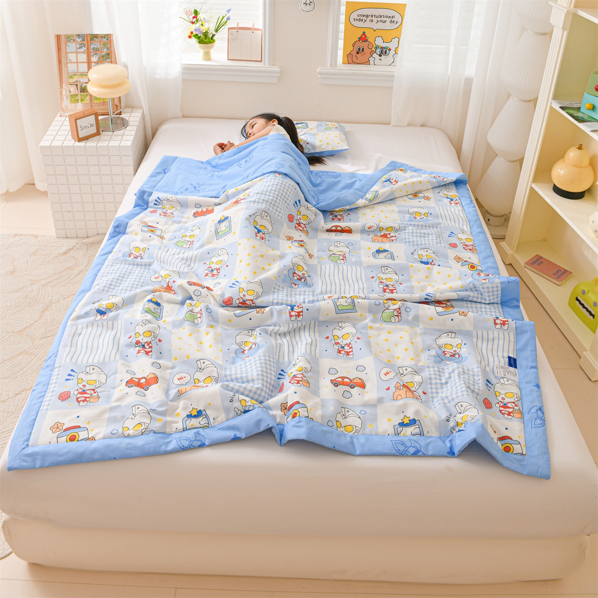 91家纺网 家纺一手货源 找家纺 （总）名兮家居 2026新款经典奥特曼儿童全棉夏被夏凉被空调被【含防伪标】