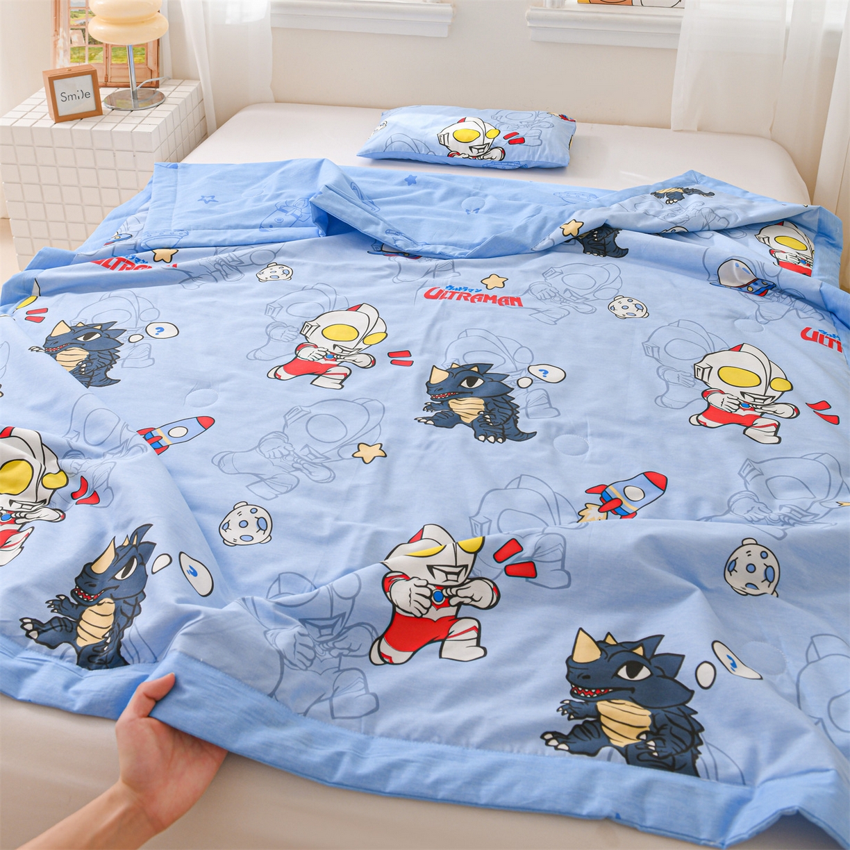 91家纺网 家纺一手货源 找家纺 名兮家居 2026新款经典奥特曼儿童全棉夏被夏凉被空调被【含防伪标】 全棉夏被-奥特勇士