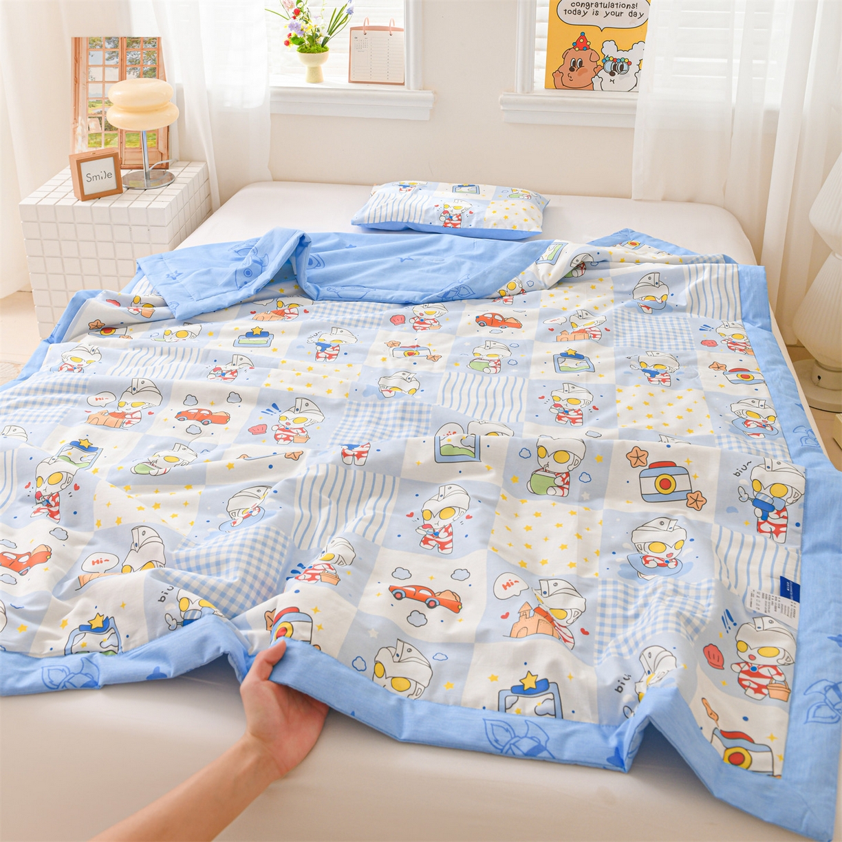 91家纺网 家纺一手货源 找家纺 （总）名兮家居 2026新款经典奥特曼儿童全棉夏被夏凉被空调被【含防伪标】