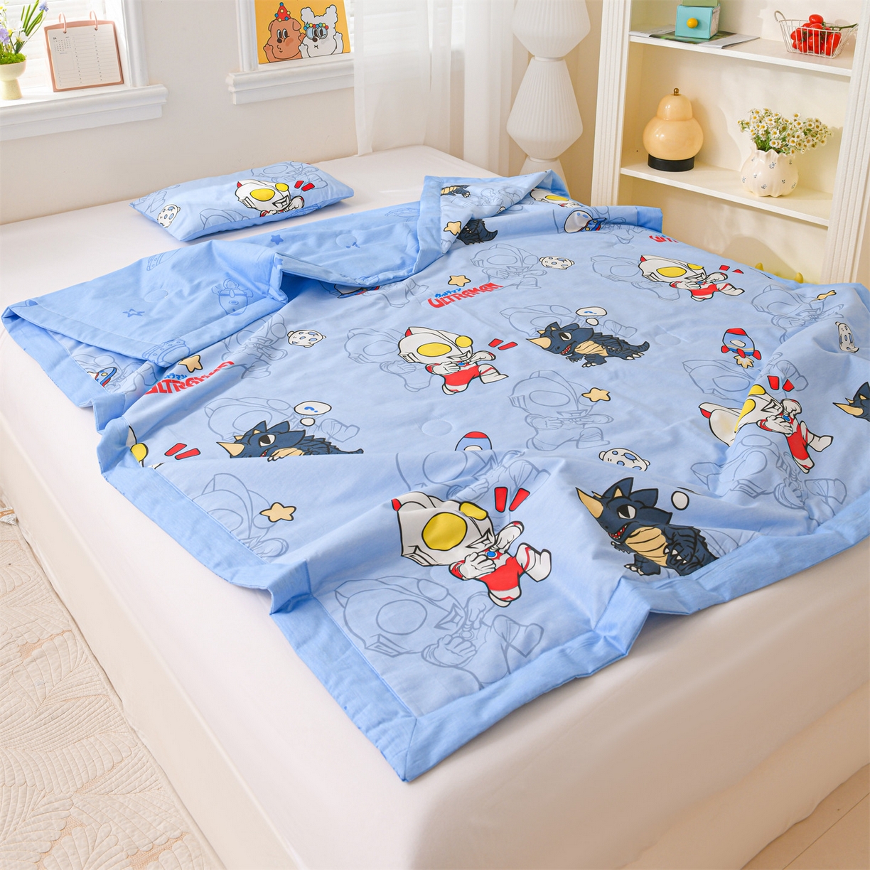 91家纺网 家纺一手货源 找家纺 名兮家居 2026新款经典奥特曼儿童全棉夏被夏凉被空调被【含防伪标】 全棉夏被-奥特勇士