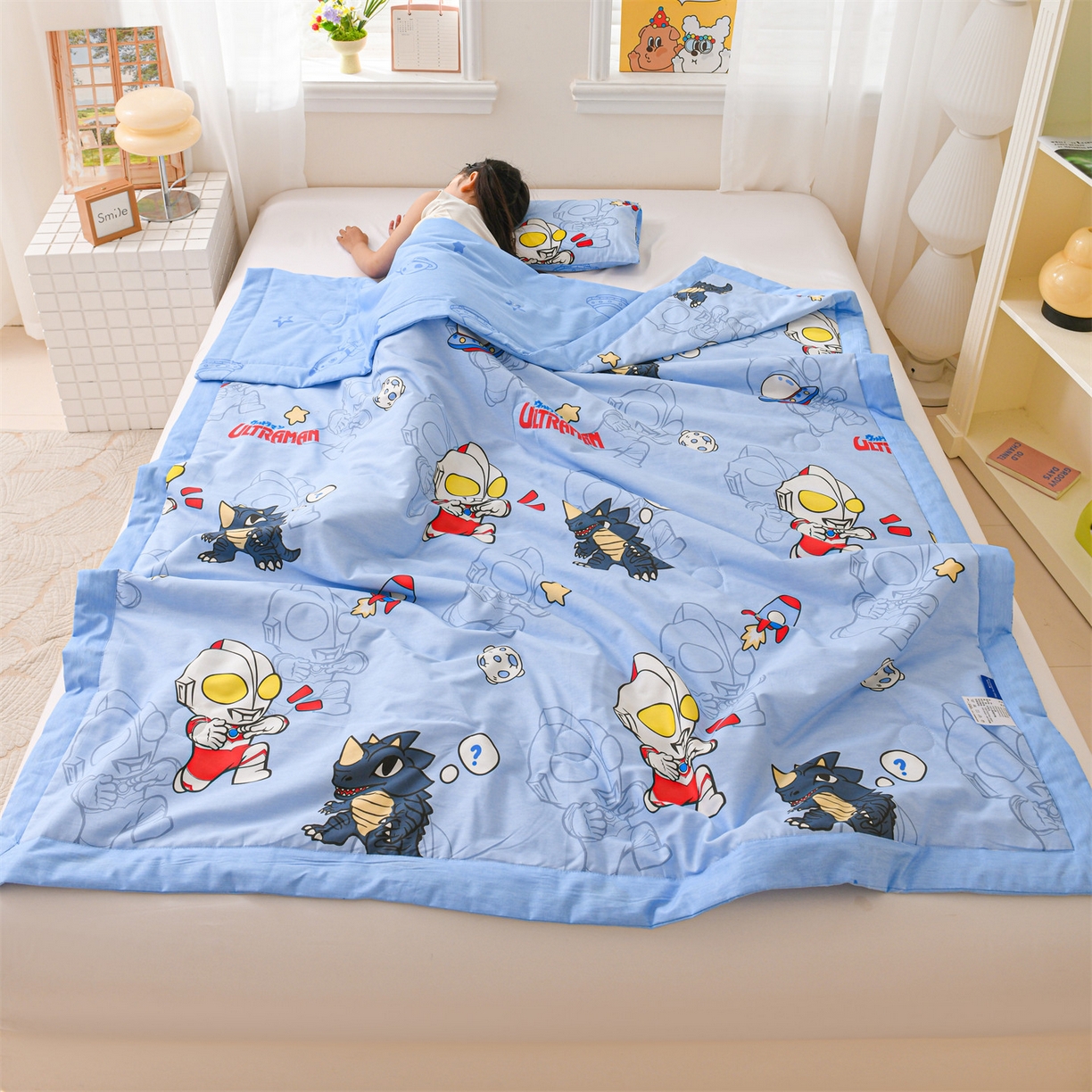 91家纺网 家纺一手货源 找家纺 名兮家居 2026新款经典奥特曼儿童全棉夏被夏凉被空调被【含防伪标】 全棉夏被-奥特勇士