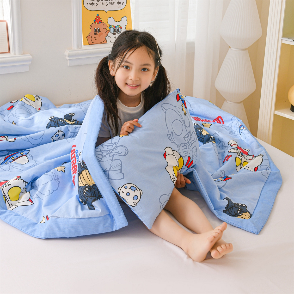 91家纺网 家纺一手货源 找家纺 名兮家居 2026新款经典奥特曼儿童全棉夏被夏凉被空调被【含防伪标】 全棉夏被-奥特勇士