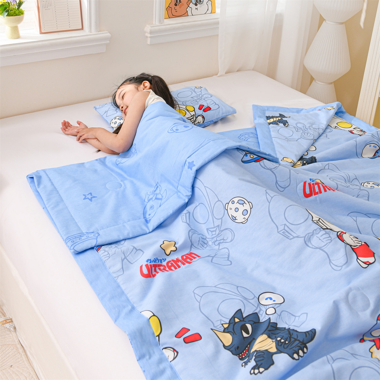 91家纺网 家纺一手货源 找家纺 名兮家居 2026新款经典奥特曼儿童全棉夏被夏凉被空调被【含防伪标】 全棉夏被-奥特勇士