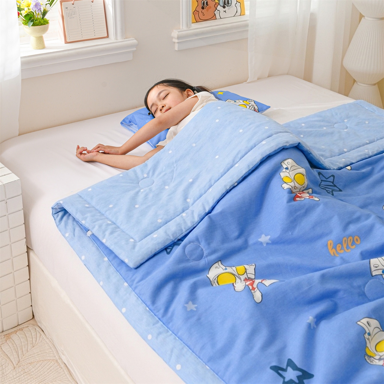 91家纺网 家纺一手货源 找家纺 名兮家居 2026新款经典奥特曼儿童全棉夏被夏凉被空调被【含防伪标】 全棉夏被-艾斯奥特曼