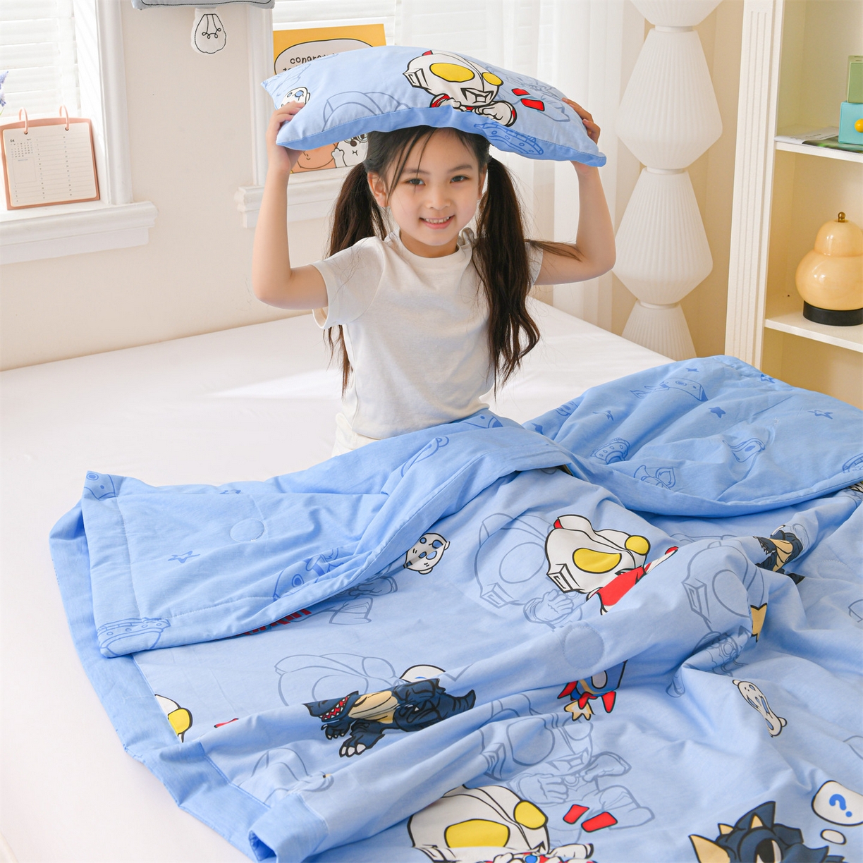 91家纺网 家纺一手货源 找家纺 名兮家居 2026新款经典奥特曼儿童全棉夏被夏凉被空调被【含防伪标】 全棉夏被-奥特勇士