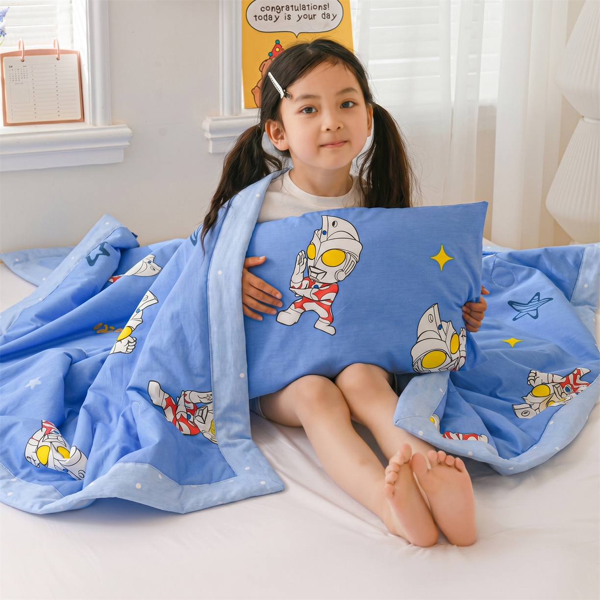91家纺网 家纺一手货源 找家纺 名兮家居 2026新款经典奥特曼儿童全棉夏被夏凉被空调被【含防伪标】 全棉夏被-艾斯奥特曼