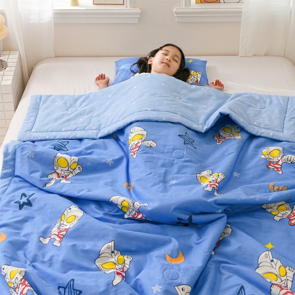 91家纺网 家纺一手货源 找家纺 名兮家居 2026新款经典奥特曼儿童全棉夏被夏凉被空调被【含防伪标】 全棉夏被-艾斯奥特曼