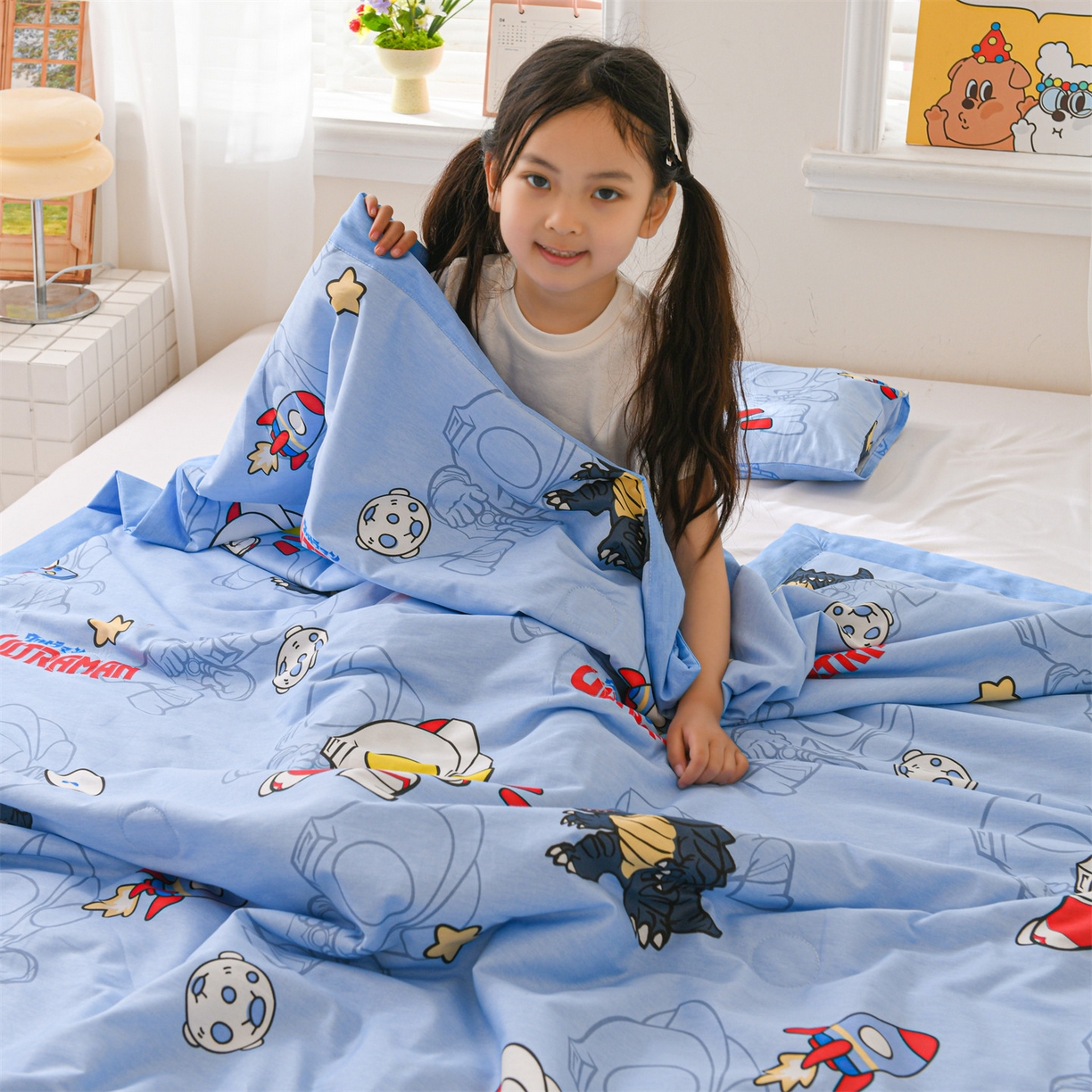 91家纺网 家纺一手货源 找家纺 名兮家居 2026新款经典奥特曼儿童全棉夏被夏凉被空调被【含防伪标】 全棉夏被-奥特勇士
