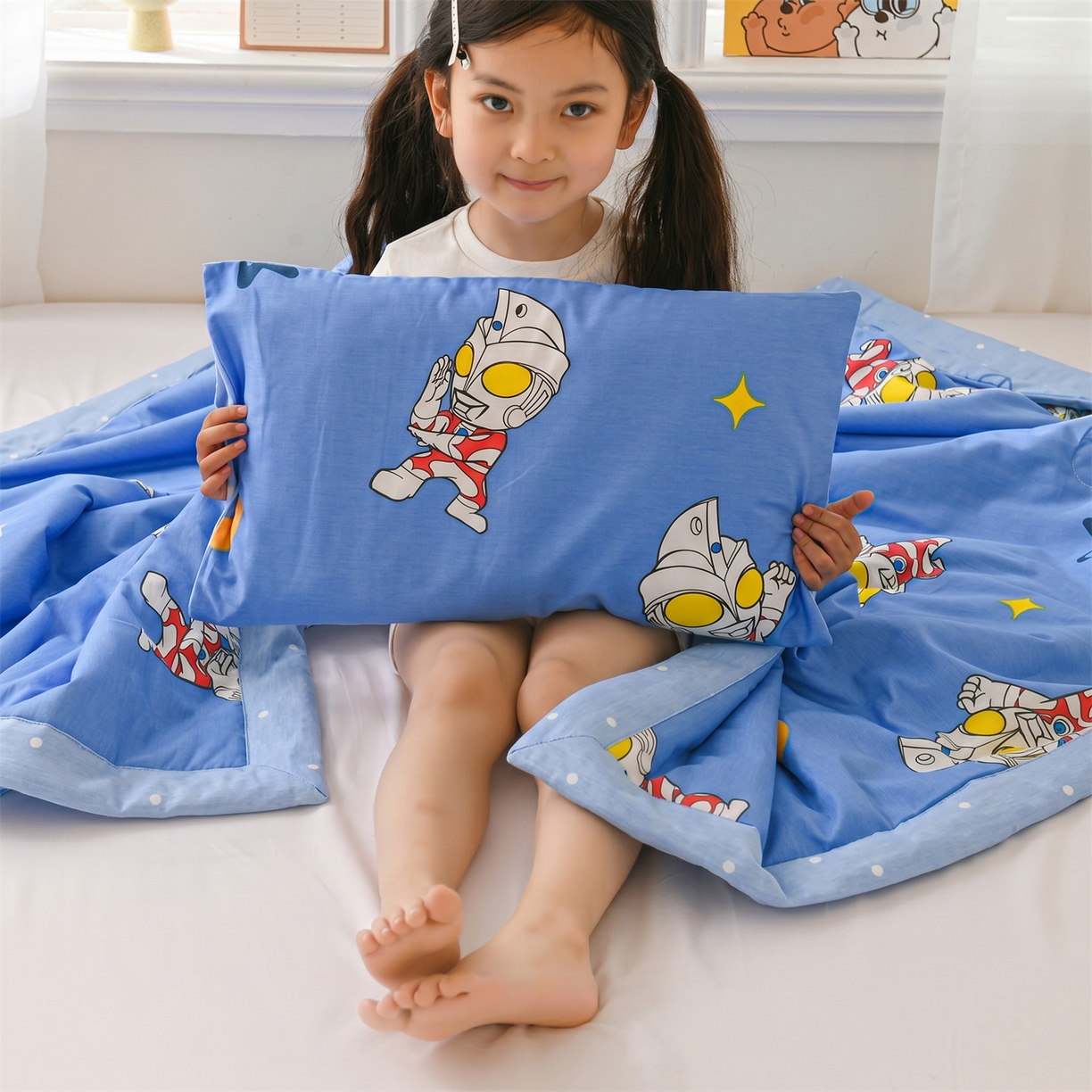 91家纺网 家纺一手货源 找家纺 名兮家居 2026新款经典奥特曼儿童全棉夏被夏凉被空调被【含防伪标】 全棉夏被-艾斯奥特曼