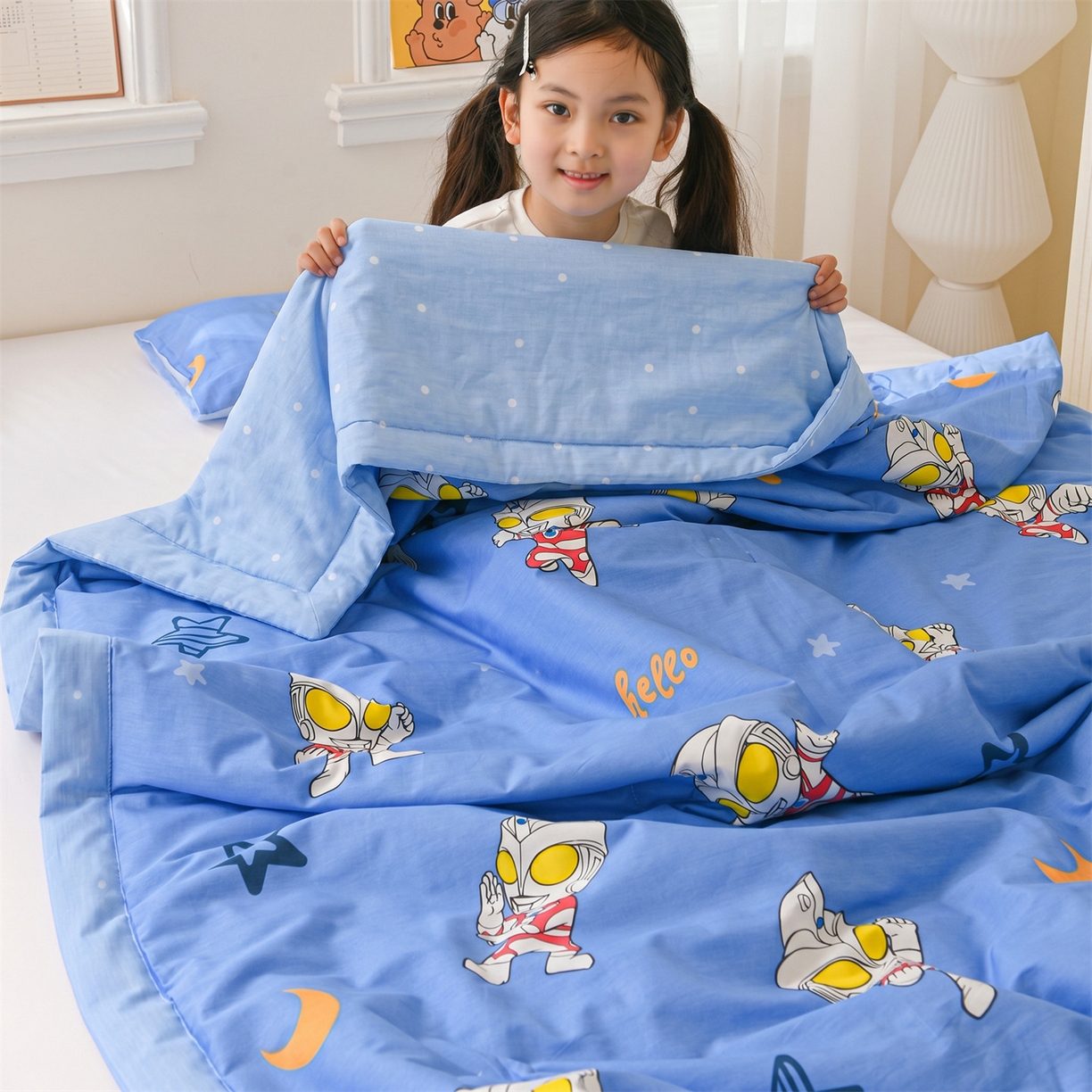 91家纺网 家纺一手货源 找家纺 名兮家居 2026新款经典奥特曼儿童全棉夏被夏凉被空调被【含防伪标】 全棉夏被-艾斯奥特曼