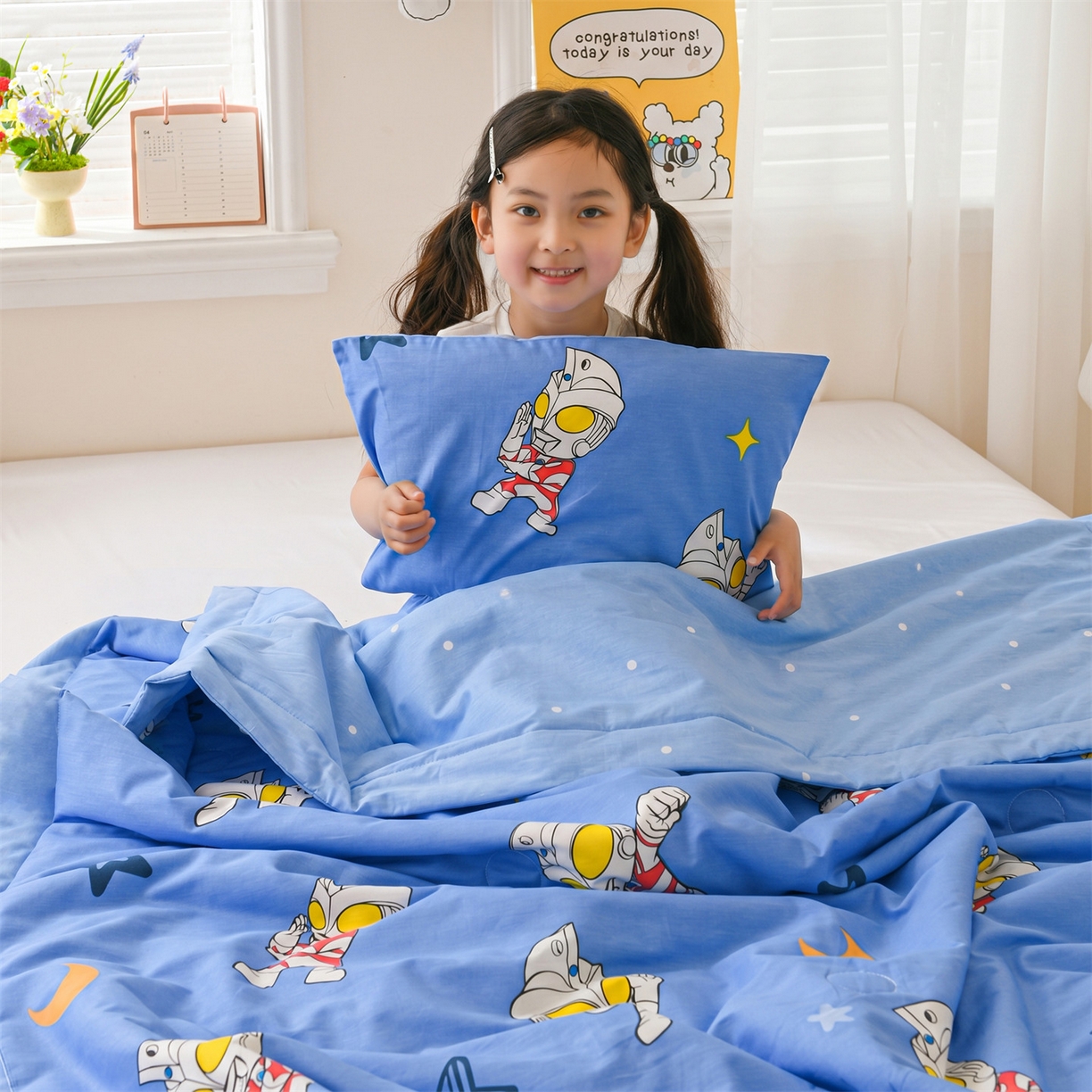 91家纺网 家纺一手货源 找家纺 名兮家居 2026新款经典奥特曼儿童全棉夏被夏凉被空调被【含防伪标】 全棉夏被-艾斯奥特曼