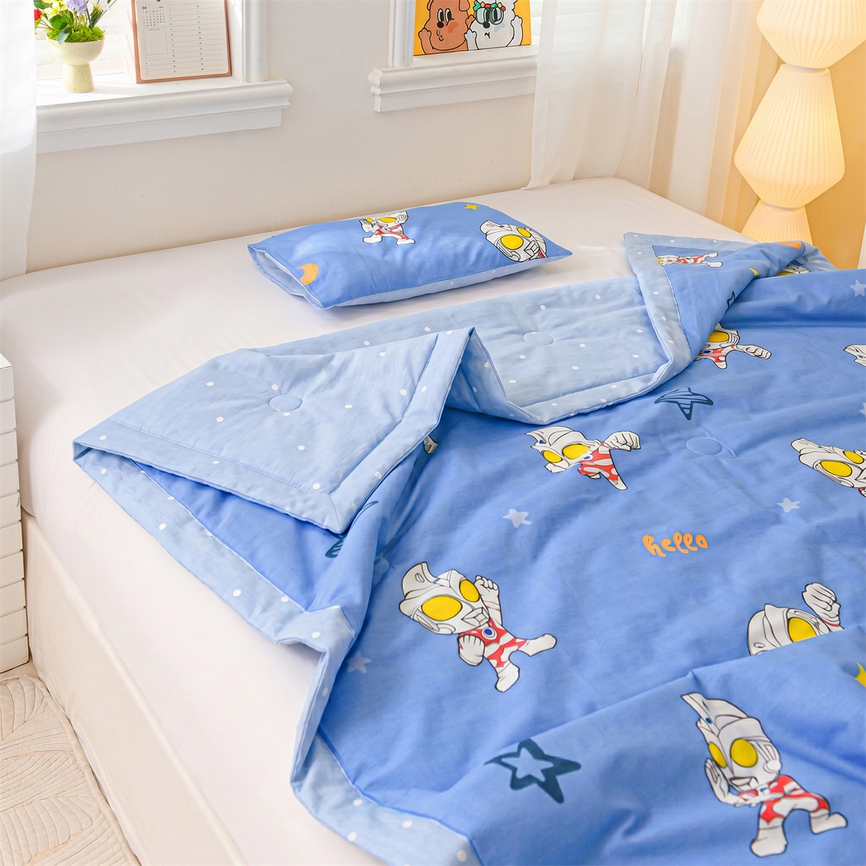 91家纺网 家纺一手货源 找家纺 名兮家居 2026新款经典奥特曼儿童全棉夏被夏凉被空调被【含防伪标】 全棉夏被-艾斯奥特曼