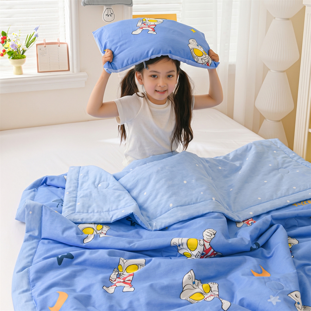 91家纺网 家纺一手货源 找家纺 名兮家居 2026新款经典奥特曼儿童全棉夏被夏凉被空调被【含防伪标】 全棉夏被-艾斯奥特曼