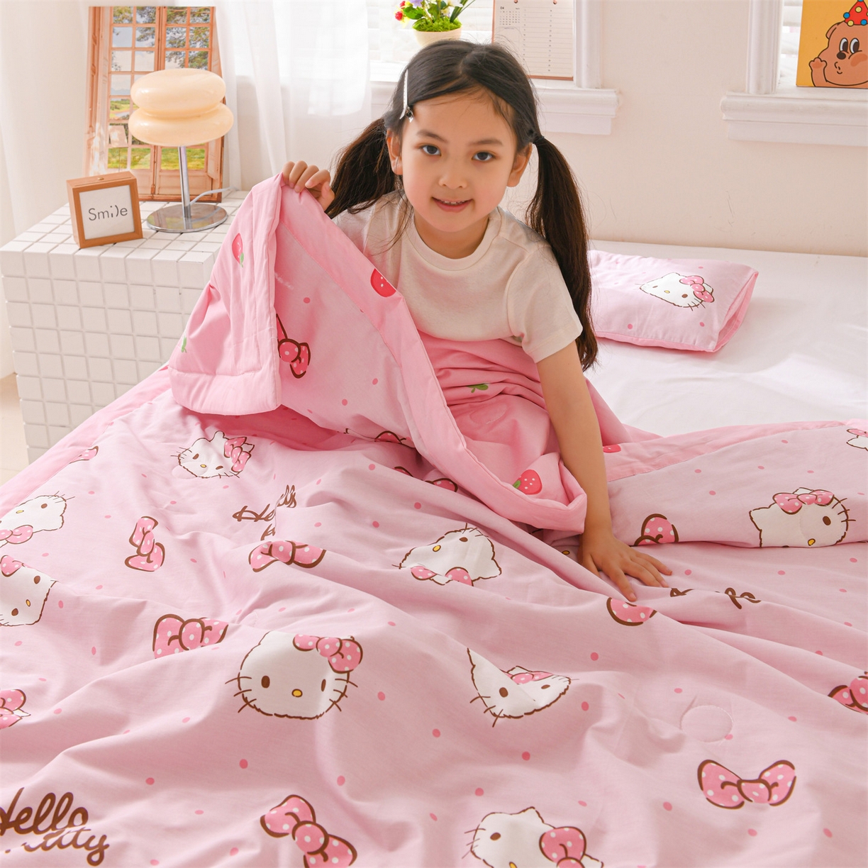 91家纺网 家纺一手货源 找家纺 名兮家居 2026新款经典奥特曼儿童全棉夏被夏凉被空调被【含防伪标】 全棉夏被-呆萌kt