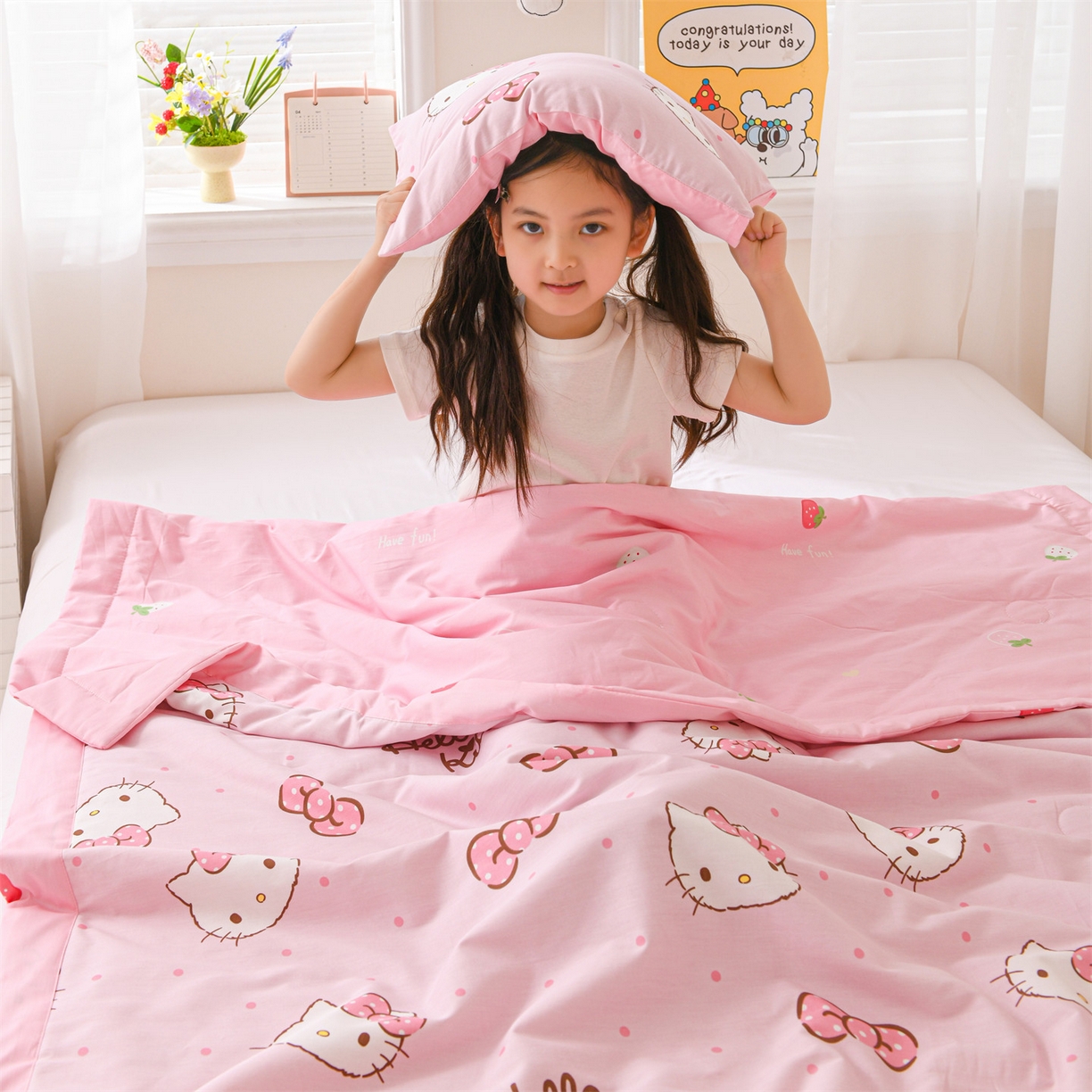 91家纺网 家纺一手货源 找家纺 名兮家居 2026新款经典奥特曼儿童全棉夏被夏凉被空调被【含防伪标】 全棉夏被-呆萌kt