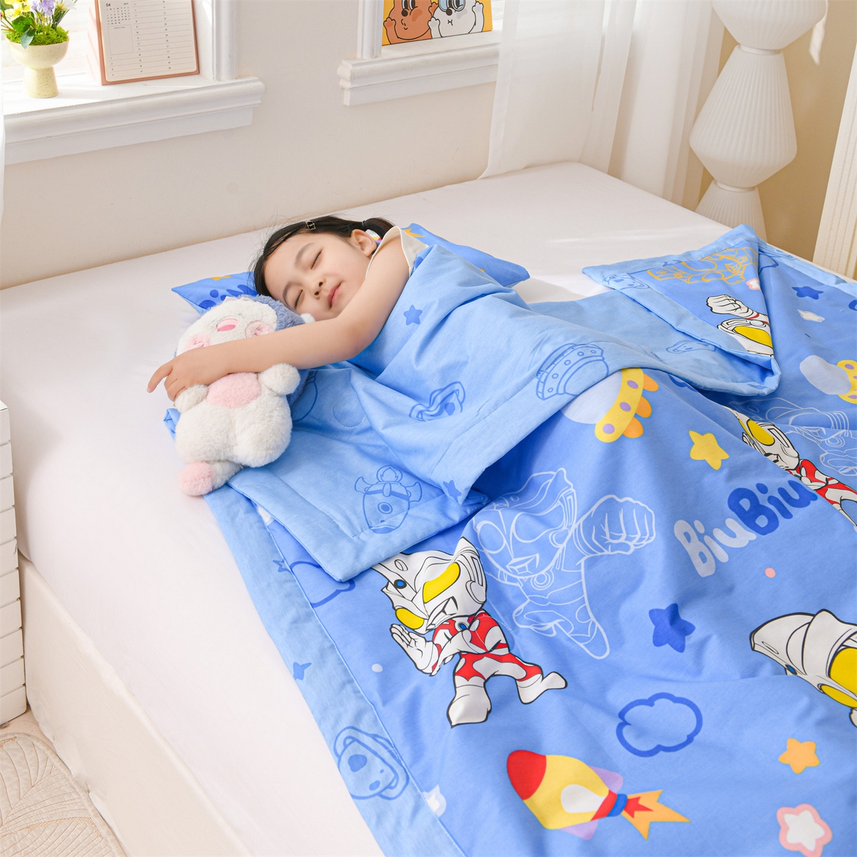 91家纺网 家纺一手货源 找家纺 名兮家居 2026新款经典奥特曼儿童全棉夏被夏凉被空调被【含防伪标】 全棉夏被-光线王子