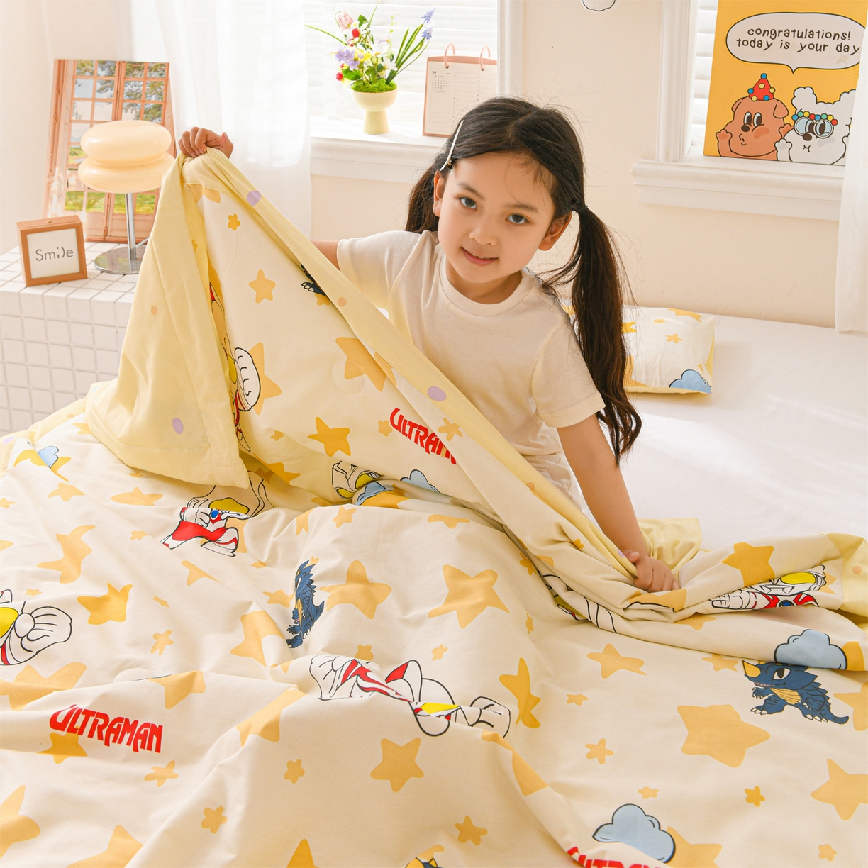 91家纺网 家纺一手货源 找家纺 名兮家居 2026新款经典奥特曼儿童全棉夏被夏凉被空调被【含防伪标】 全棉夏被-星星奥特曼