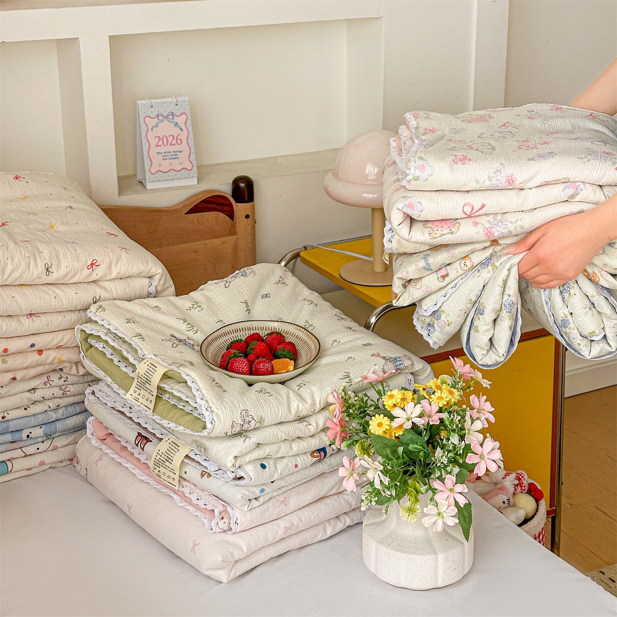 91家纺网 家纺一手货源 找家纺 （总）名兮家居 2026新款儿童A类皱皱纱夏被夏凉被空调被