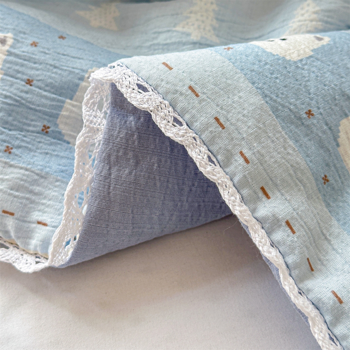 91家纺网 家纺一手货源 找家纺 名兮家居 2026新款儿童A类皱皱纱夏被夏凉被空调被 萌趣