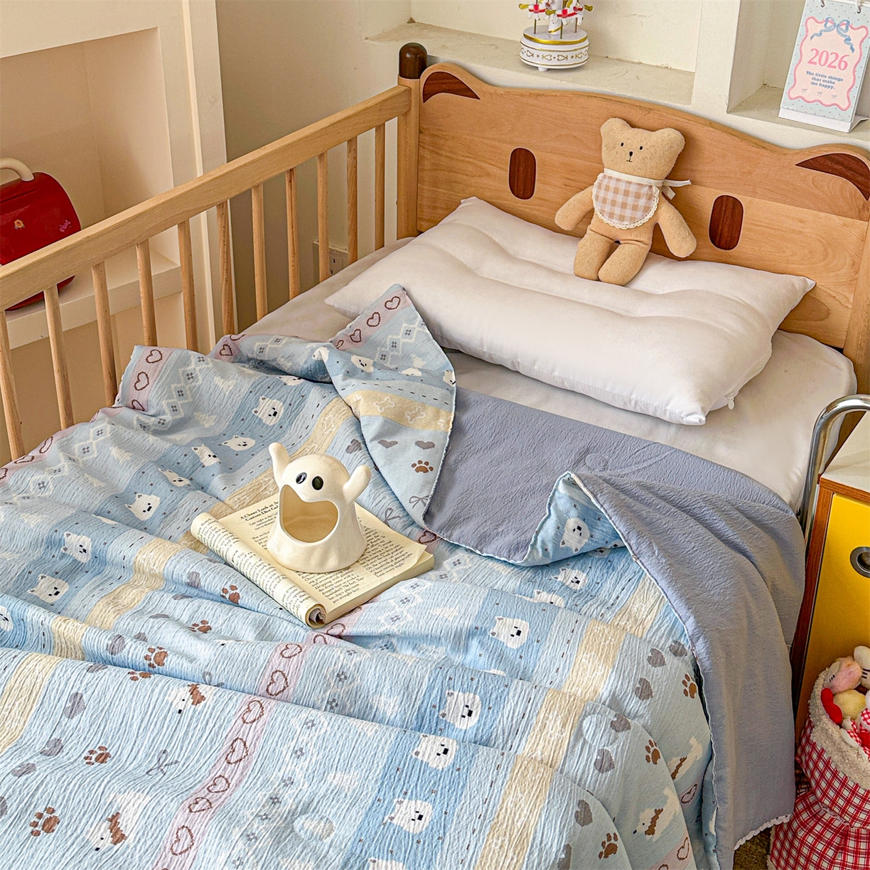 91家纺网 家纺一手货源 找家纺 名兮家居 2026新款儿童A类皱皱纱夏被夏凉被空调被 萌趣