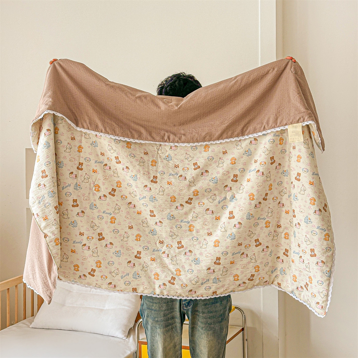 91家纺网 家纺一手货源 找家纺 名兮家居 2026新款儿童A类皱皱纱夏被夏凉被空调被 泡芙狗