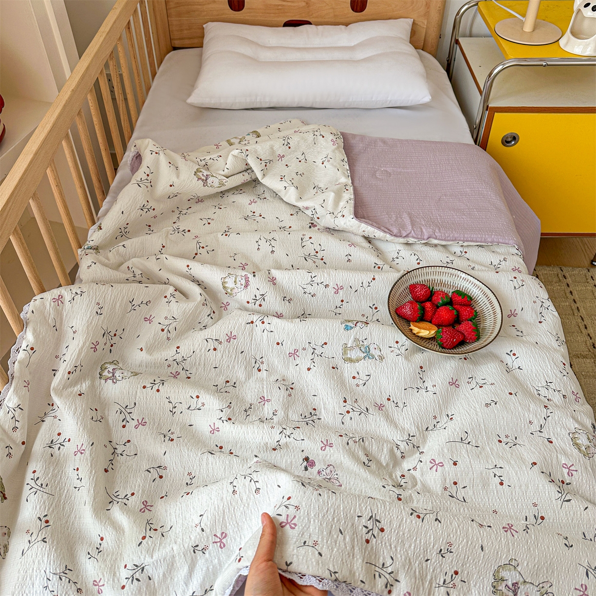 91家纺网 家纺一手货源 找家纺 名兮家居 2026新款儿童A类皱皱纱夏被夏凉被空调被 蜜芽兔