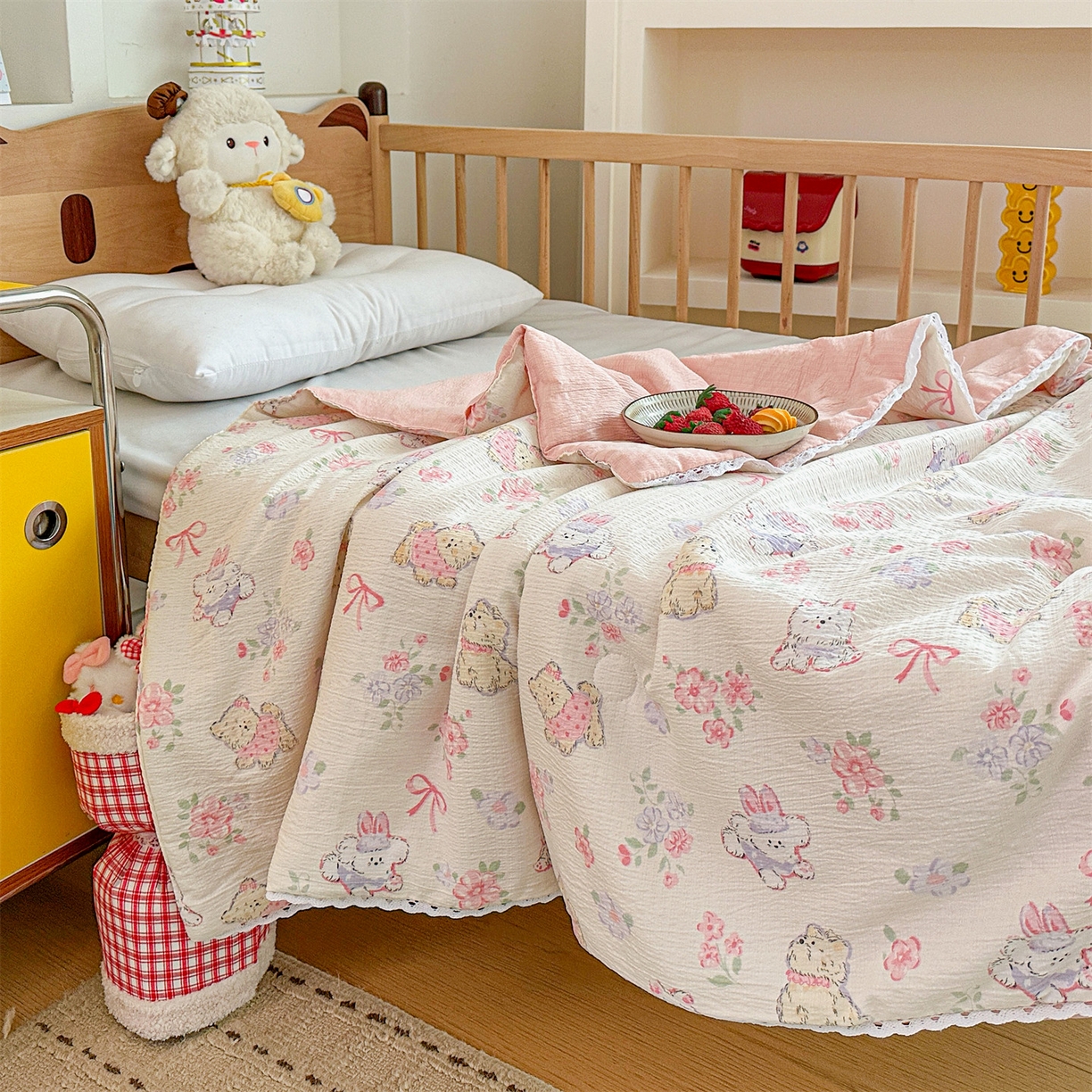 91家纺网 家纺一手货源 找家纺 名兮家居 2026新款儿童A类皱皱纱夏被夏凉被空调被 美娜