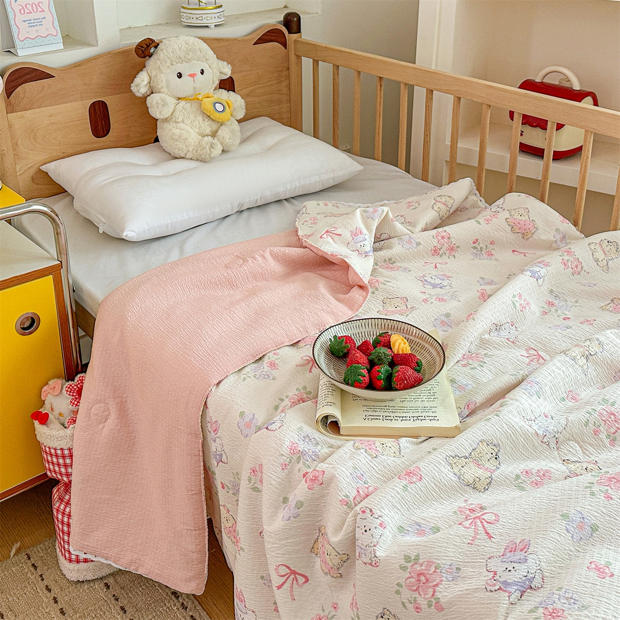 91家纺网 家纺一手货源 找家纺 名兮家居 2026新款儿童A类皱皱纱夏被夏凉被空调被 美娜