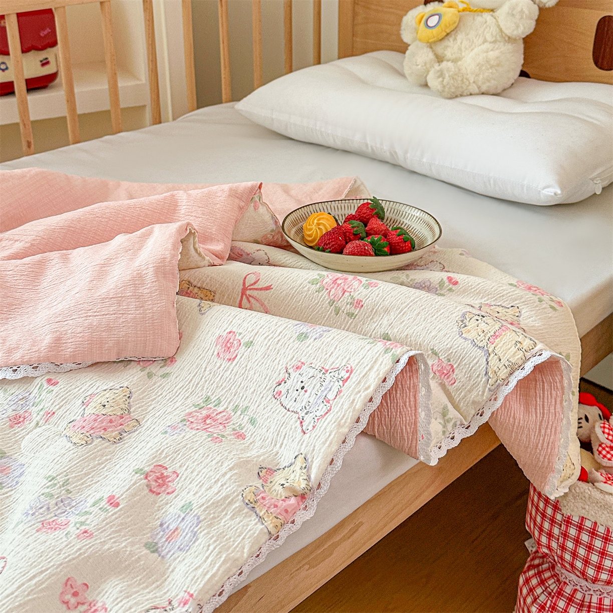 91家纺网 家纺一手货源 找家纺 名兮家居 2026新款儿童A类皱皱纱夏被夏凉被空调被 美娜