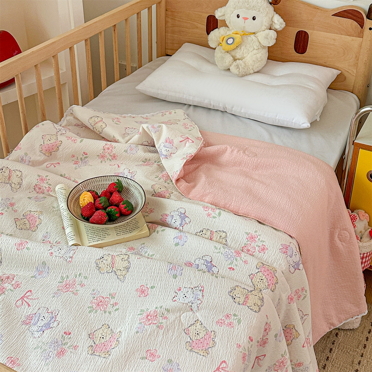 91家纺网 家纺一手货源 找家纺 名兮家居 2026新款儿童A类皱皱纱夏被夏凉被空调被 美娜