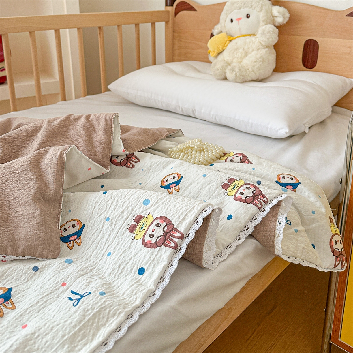 91家纺网 家纺一手货源 找家纺 名兮家居 2026新款儿童A类皱皱纱夏被夏凉被空调被 泡泡兔