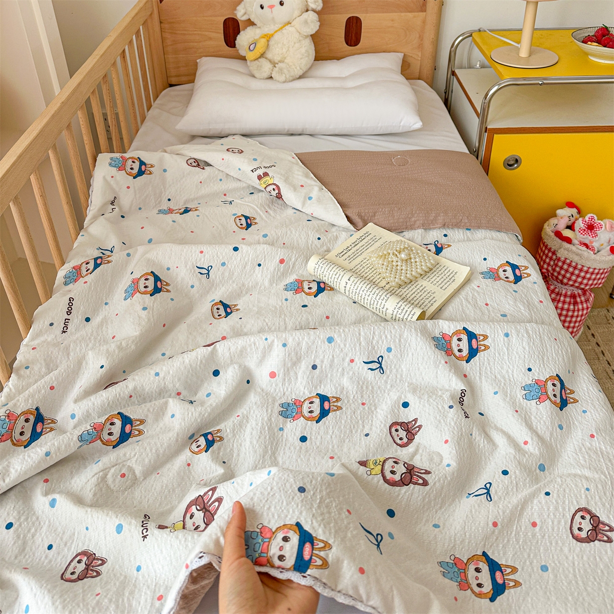 91家纺网 家纺一手货源 找家纺 名兮家居 2026新款儿童A类皱皱纱夏被夏凉被空调被 泡泡兔