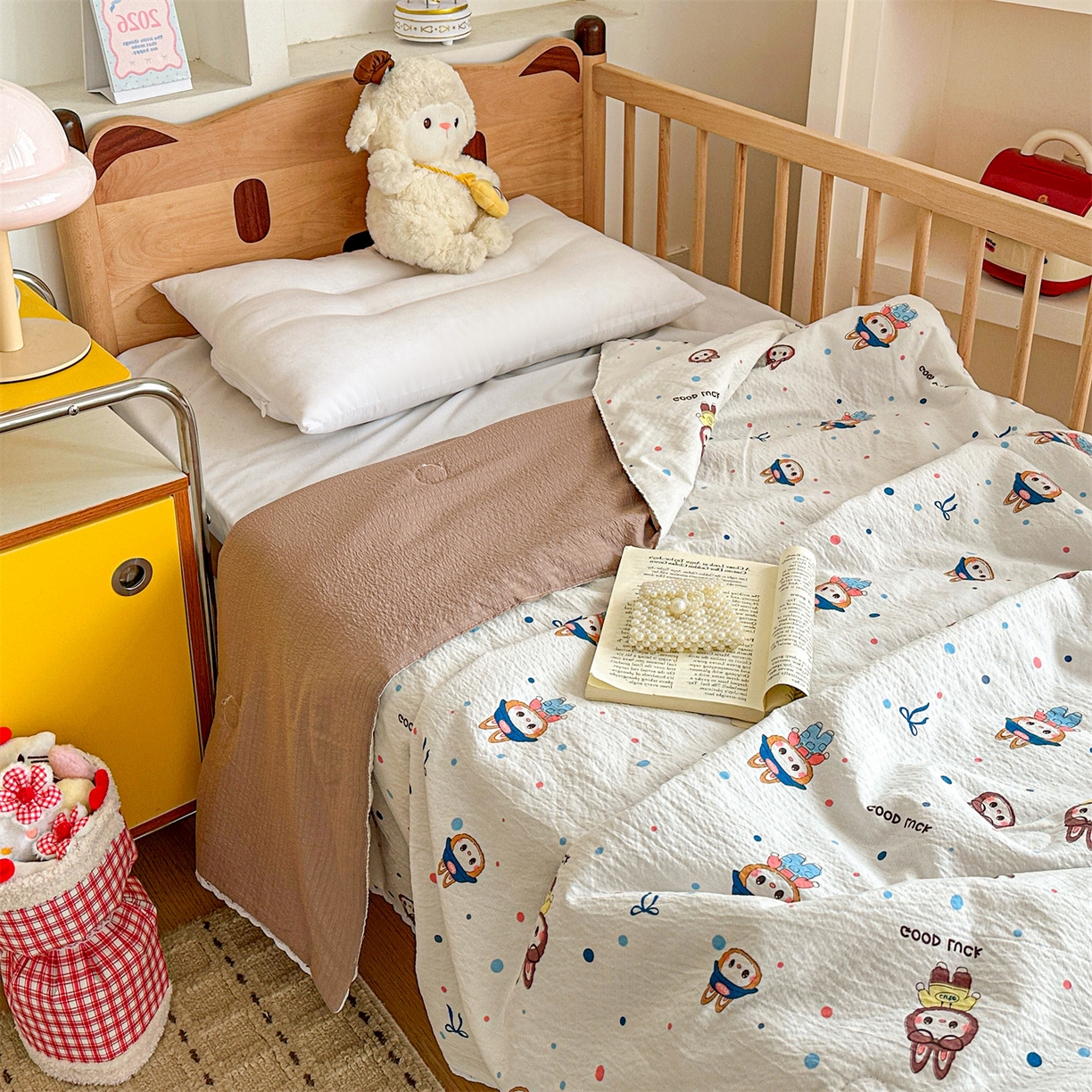 91家纺网 家纺一手货源 找家纺 名兮家居 2026新款儿童A类皱皱纱夏被夏凉被空调被 泡泡兔