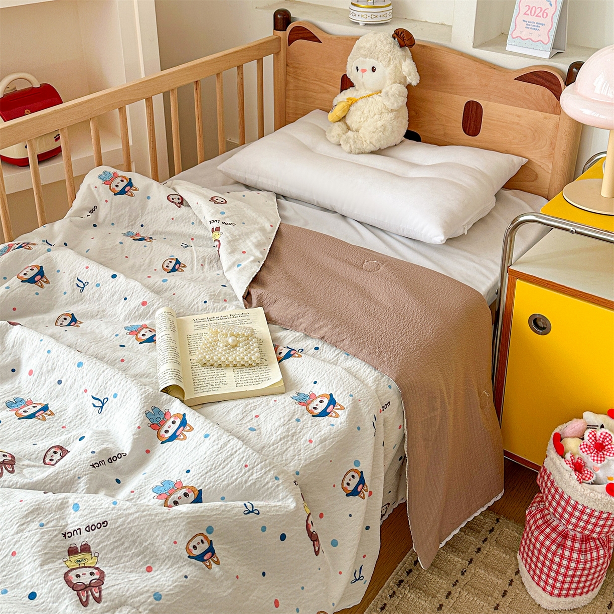 91家纺网 家纺一手货源 找家纺 名兮家居 2026新款儿童A类皱皱纱夏被夏凉被空调被 泡泡兔