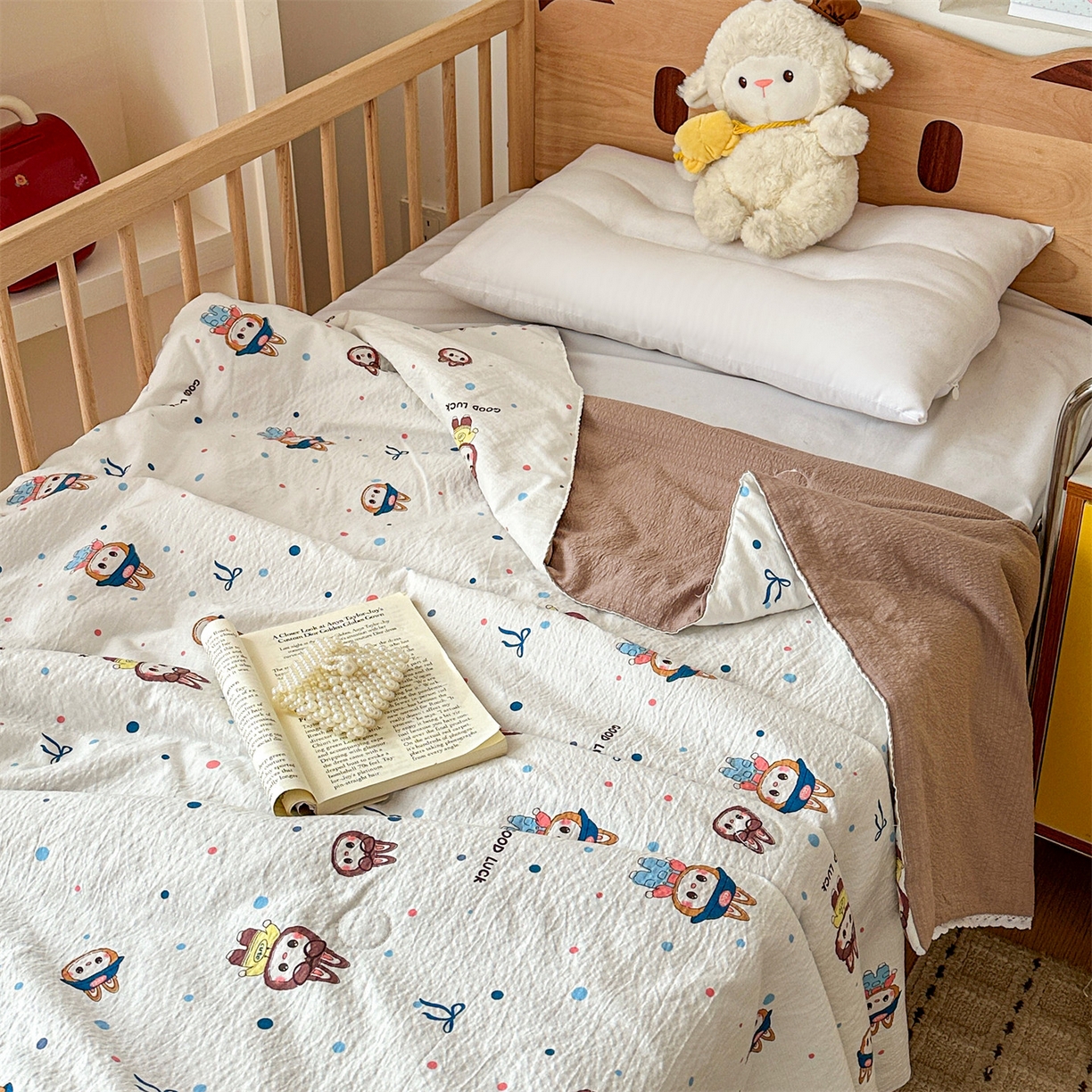 91家纺网 家纺一手货源 找家纺 名兮家居 2026新款儿童A类皱皱纱夏被夏凉被空调被 泡泡兔