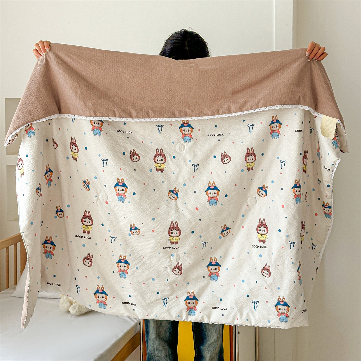 91家纺网 家纺一手货源 找家纺 名兮家居 2026新款儿童A类皱皱纱夏被夏凉被空调被 泡泡兔