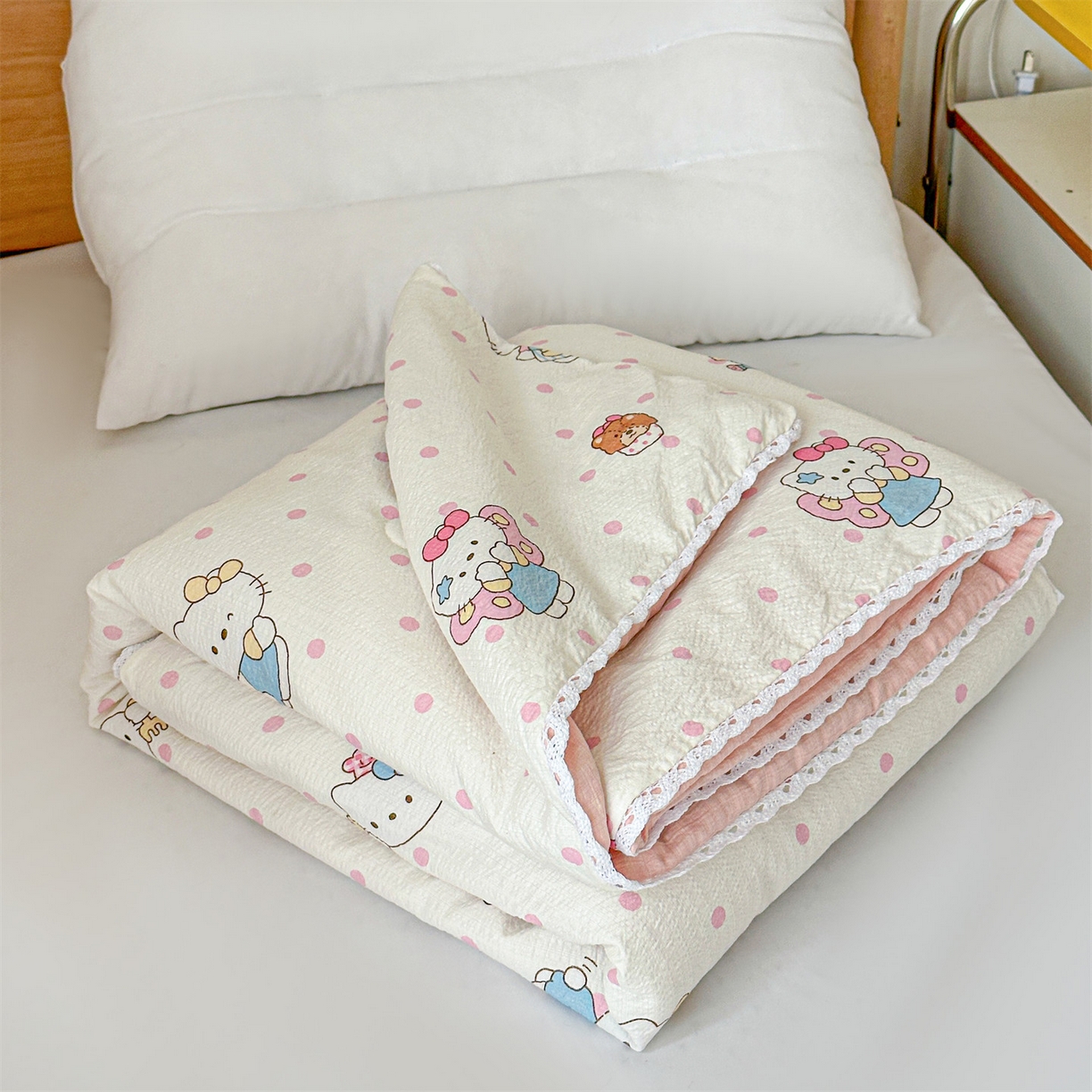 名兮家居 2026新款儿童A类皱皱纱夏被夏凉被空调被 天使猫咪
