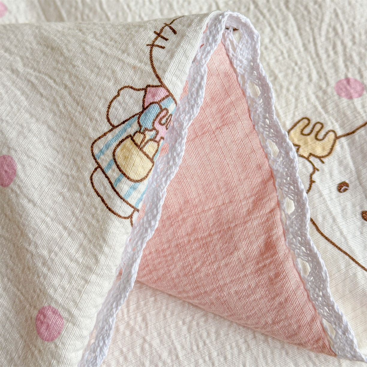 91家纺网 家纺一手货源 找家纺 名兮家居 2026新款儿童A类皱皱纱夏被夏凉被空调被 天使猫咪