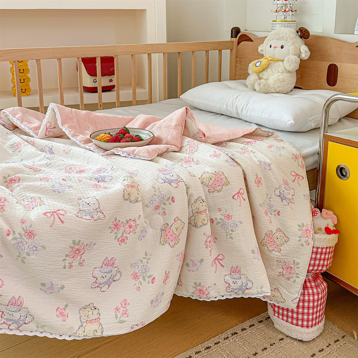 91家纺网 家纺一手货源 找家纺 名兮家居 2026新款儿童A类皱皱纱夏被夏凉被空调被 美娜