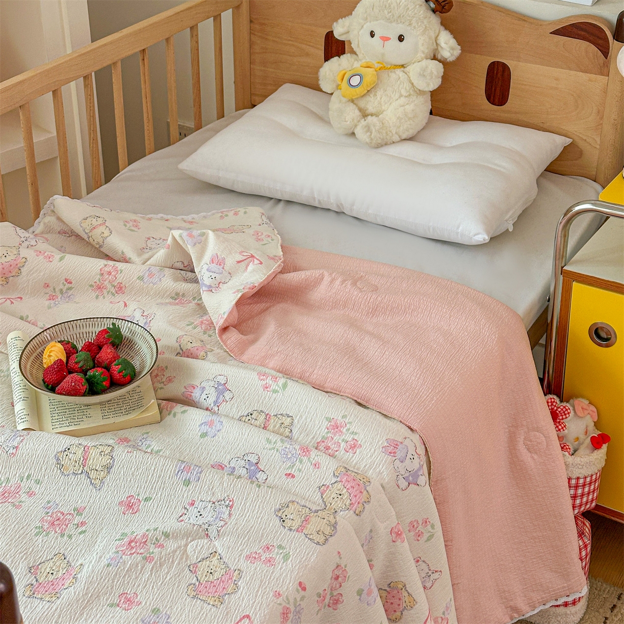 91家纺网 家纺一手货源 找家纺 名兮家居 2026新款儿童A类皱皱纱夏被夏凉被空调被 美娜