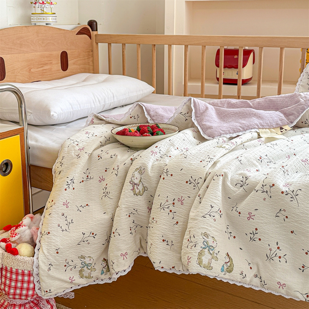 91家纺网 家纺一手货源 找家纺 名兮家居 2026新款儿童A类皱皱纱夏被夏凉被空调被 蜜芽兔