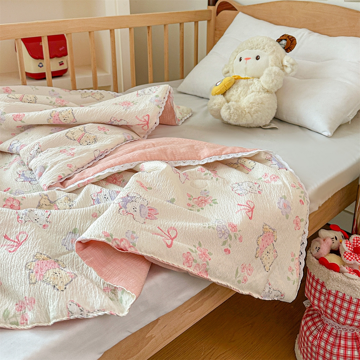 91家纺网 家纺一手货源 找家纺 名兮家居 2026新款儿童A类皱皱纱夏被夏凉被空调被 美娜