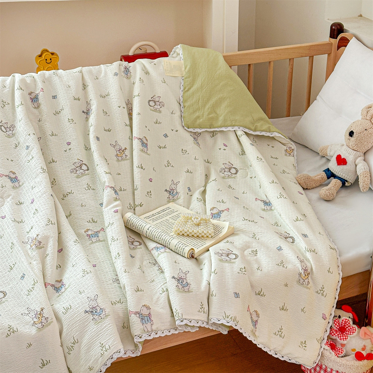 91家纺网 家纺一手货源 找家纺 名兮家居 2026新款儿童A类皱皱纱夏被夏凉被空调被 音乐家