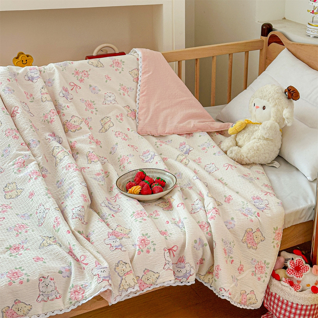 91家纺网 家纺一手货源 找家纺 名兮家居 2026新款儿童A类皱皱纱夏被夏凉被空调被 美娜