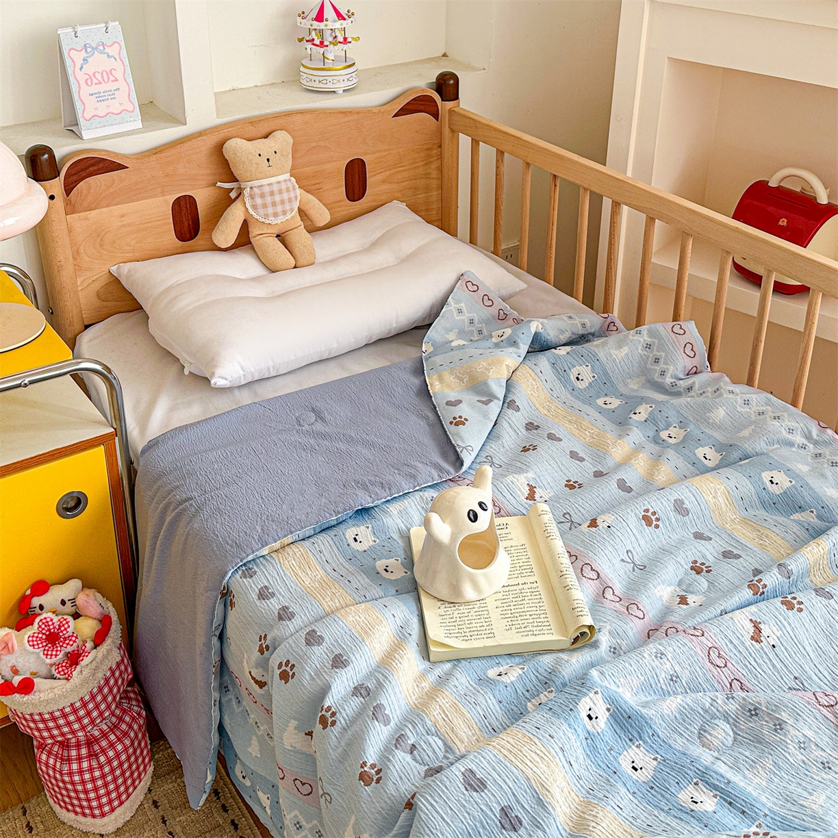 91家纺网 家纺一手货源 找家纺 名兮家居 2026新款儿童A类皱皱纱夏被夏凉被空调被 萌趣