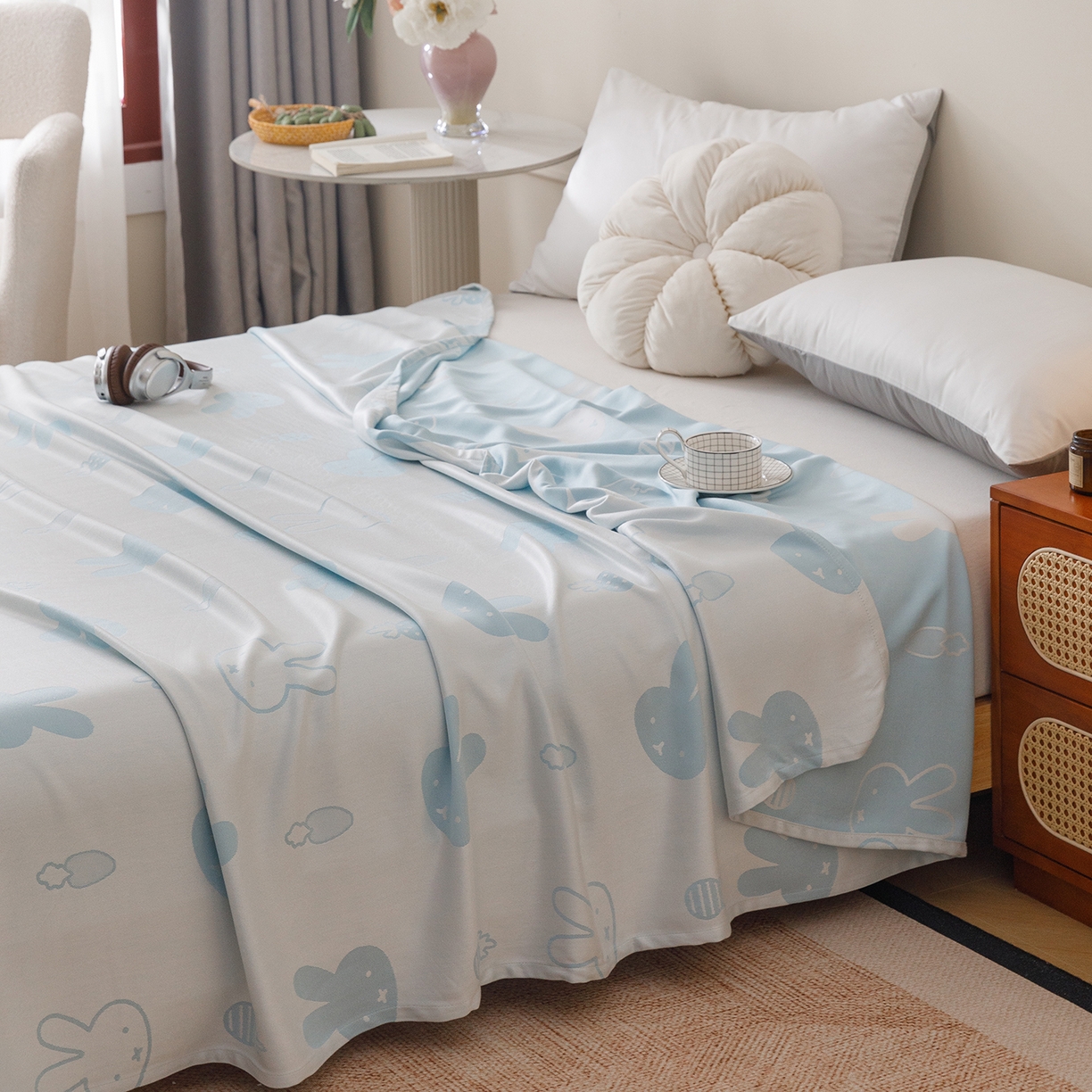 91家纺网 家纺一手货源 找家纺 （总）悦然毛巾被 2026春夏新款三层竹纤维冷感毯休闲儿童毯成人毛巾被