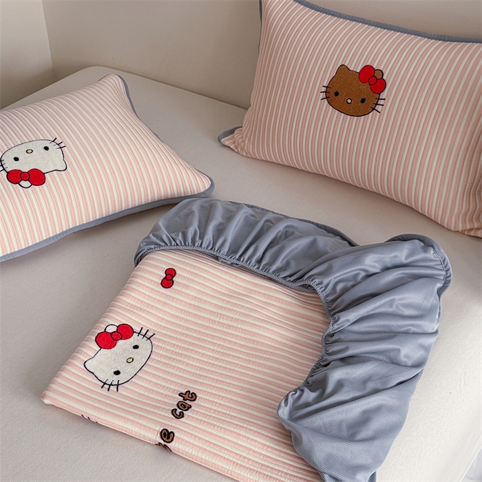 91家纺网 家纺一手货源 找家纺 暖生活 2026新款3DMAX超凉感原创PE冰丝软席子凉席-床笠款 粉条KT