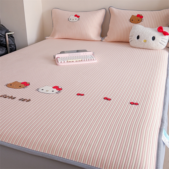 91家纺网 家纺一手货源 找家纺 暖生活 2026新款3DMAX超凉感原创PE冰丝软席子凉席-床笠款 粉条KT